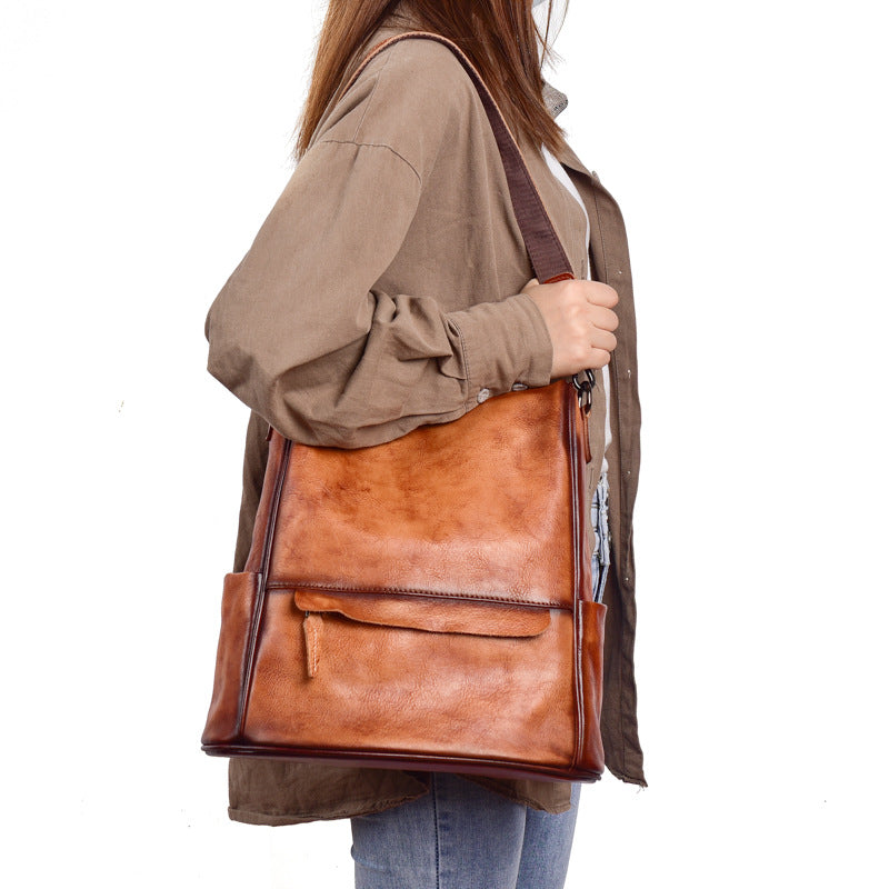 Sarah Express Retro Cowhide Leather Travel Backpack