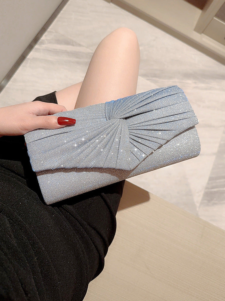 Sarah Express Pleated Evening Clutch Banquet Bag Silver