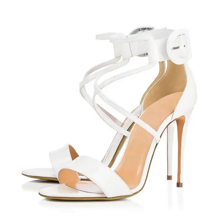Sarah Express Colorful Patent Leather Stiletto Party Heels White