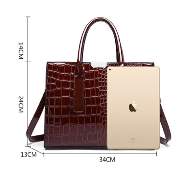 Sarah Express Structured Crocodile Pattern Tote Handbag