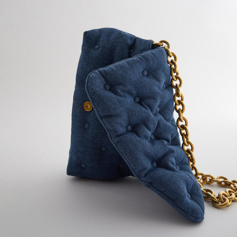 Sarah Express Oversized Quilted Denim Crossbody Bag