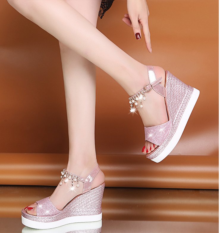 Sarah Express Beaded Platform Wedge Sandals