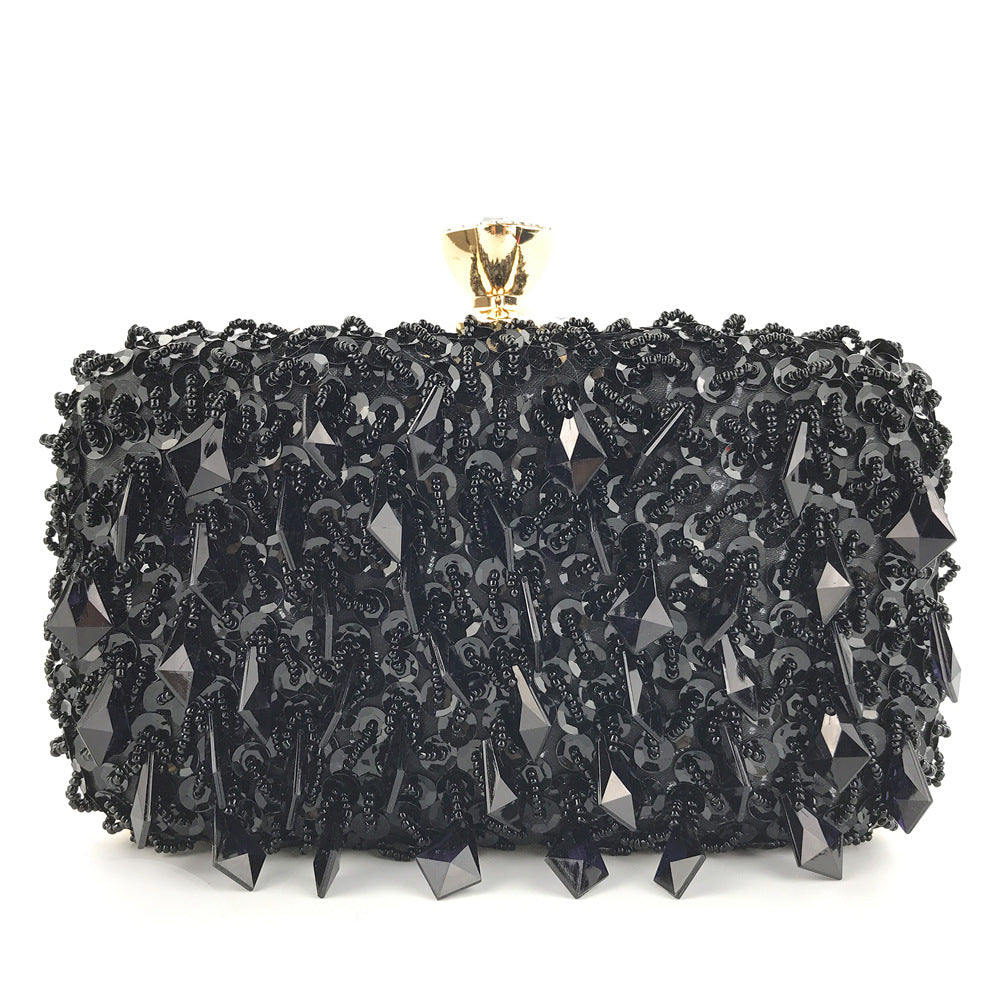 Sarah Express Sequin Embellished Square Evening Clutch Bag Black
