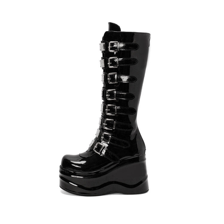 Sarah Express Women's Round-Toe Chunky Heel Platform Boots