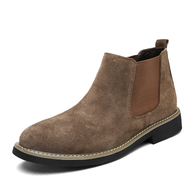 Sarah Express Men's Classic Suede Chelsea Boots Khaki