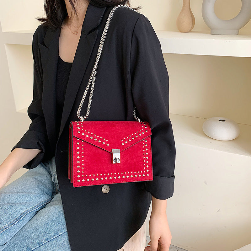 Sarah Express Studded Flap Messenger Shoulder Bag
