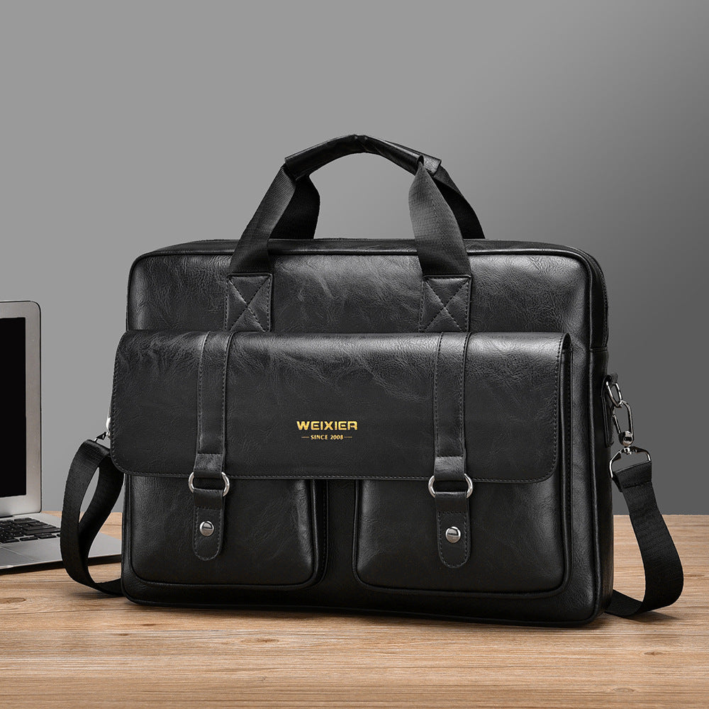 Sarah Express Men's Business Large-Capacity Waterproof Briefcase Black