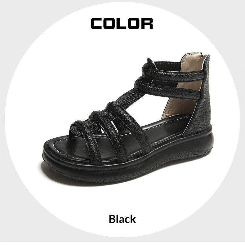 Sarah Express Roman Style Flat Sandals Black