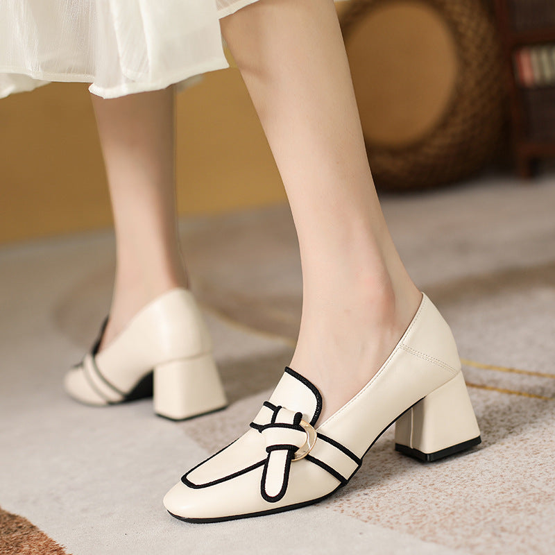 Sarah Express Square Toe Bow Slip-On Loafers