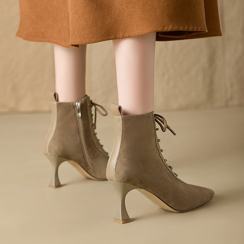 Sarah Express Retro Square-Toe Stiletto Ankle Boots