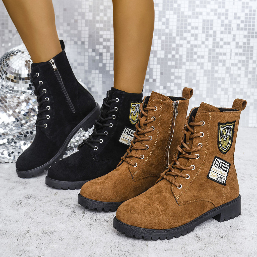 Sarah Express Women's Lace-Up Chunky Platform Ankle Boots