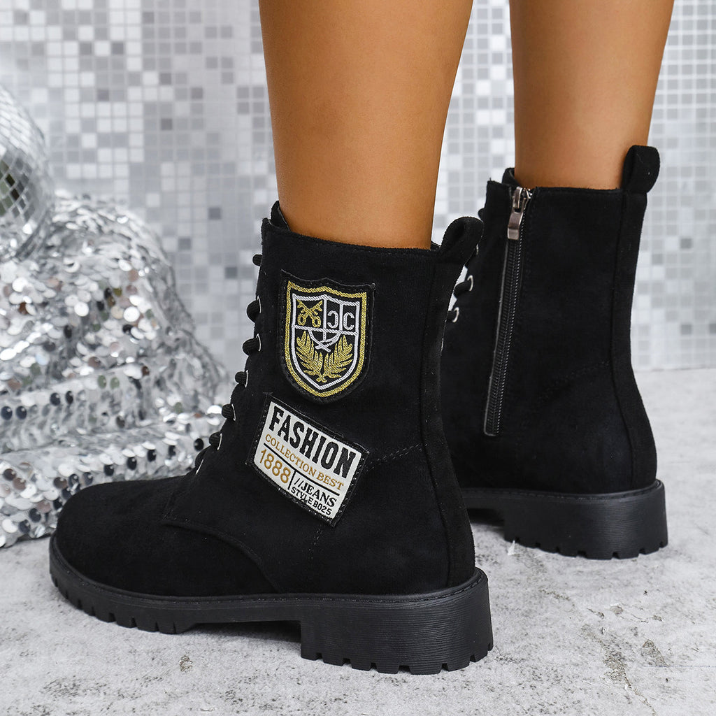 Sarah Express Women's Lace-Up Chunky Platform Ankle Boots