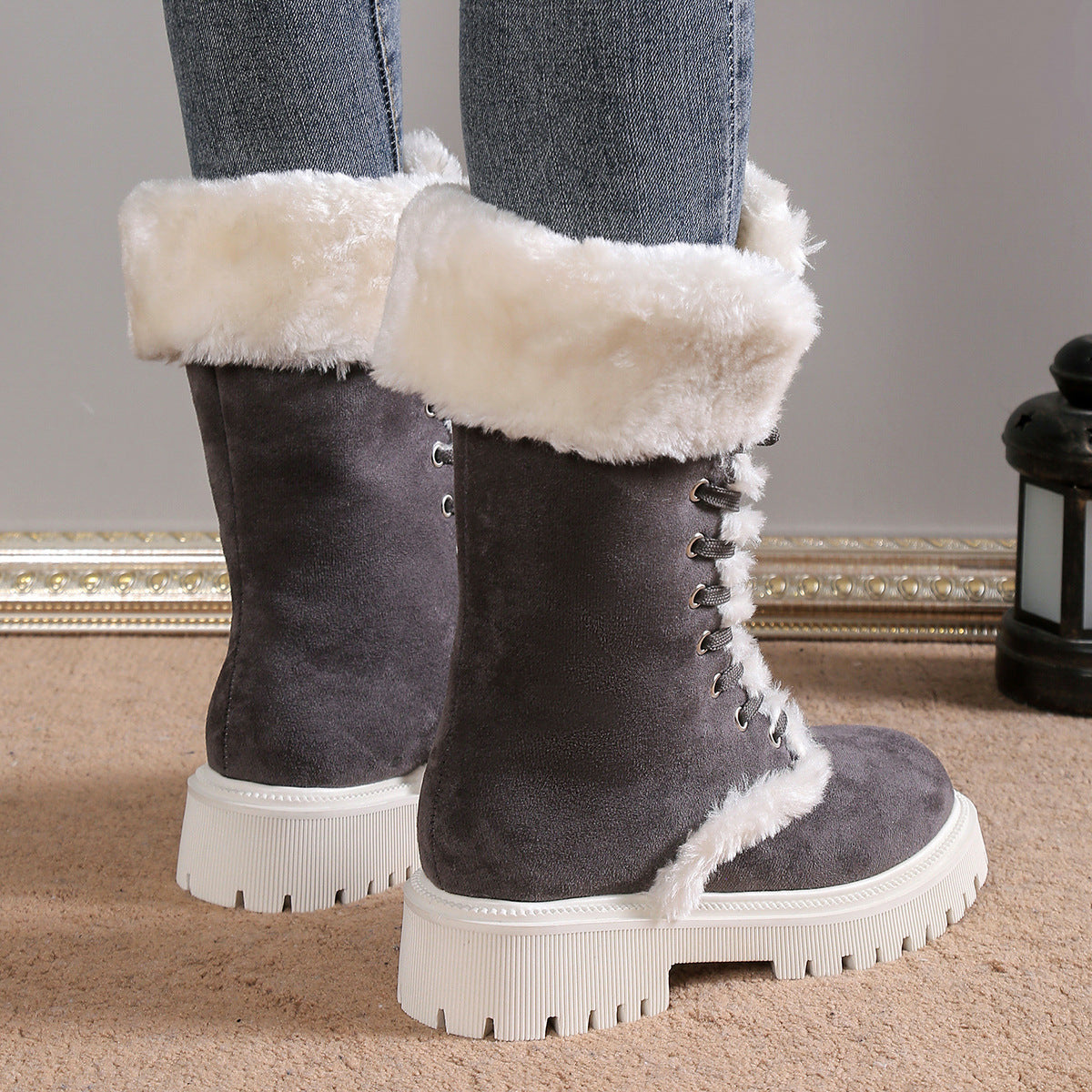 Sarah Express Fleece Lined Lace-Up Winter Snow Boots