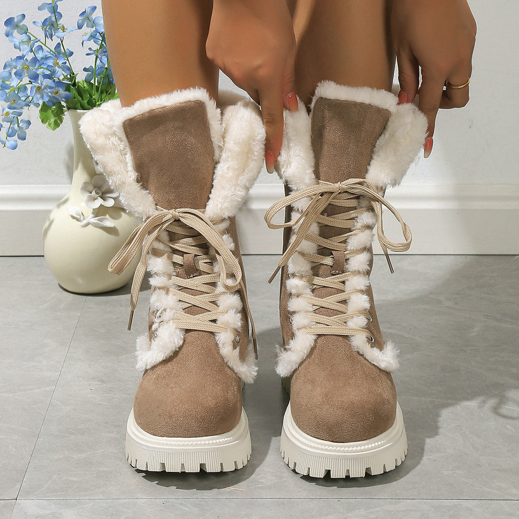 Sarah Express Fleece Lined Lace-Up Winter Snow Boots