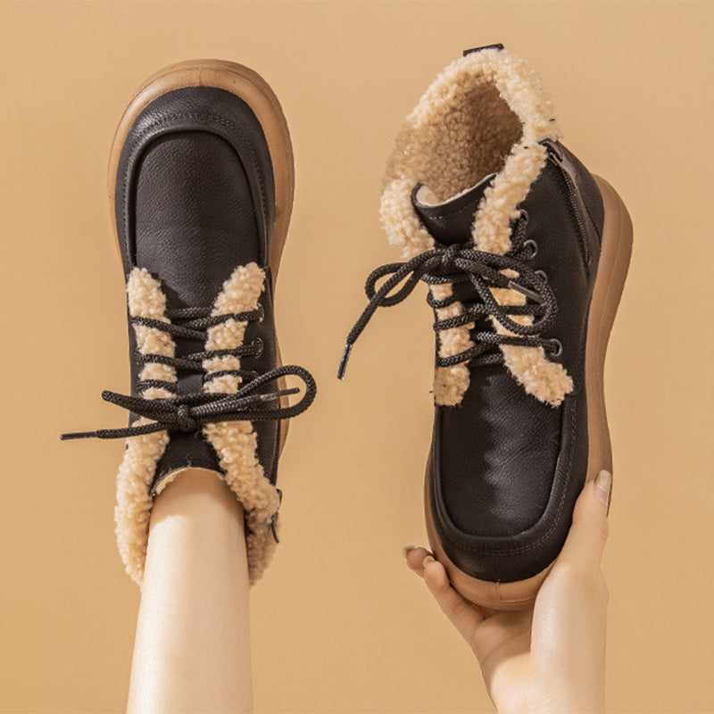 Sarah Express Plush Lace-Up Winter Ankle Boots
