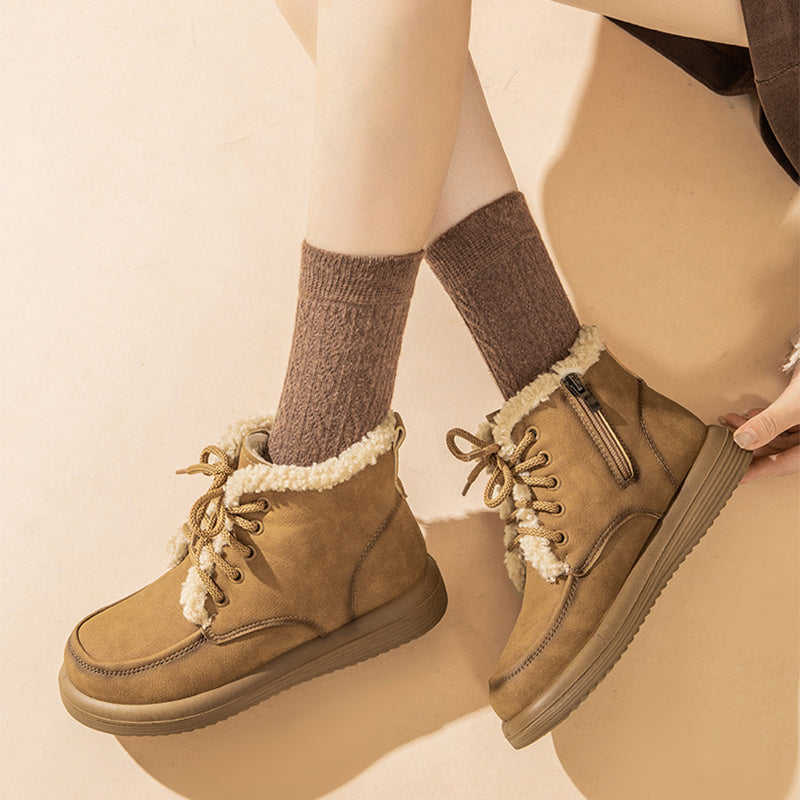 Sarah Express Plush Lace-Up Winter Ankle Boots