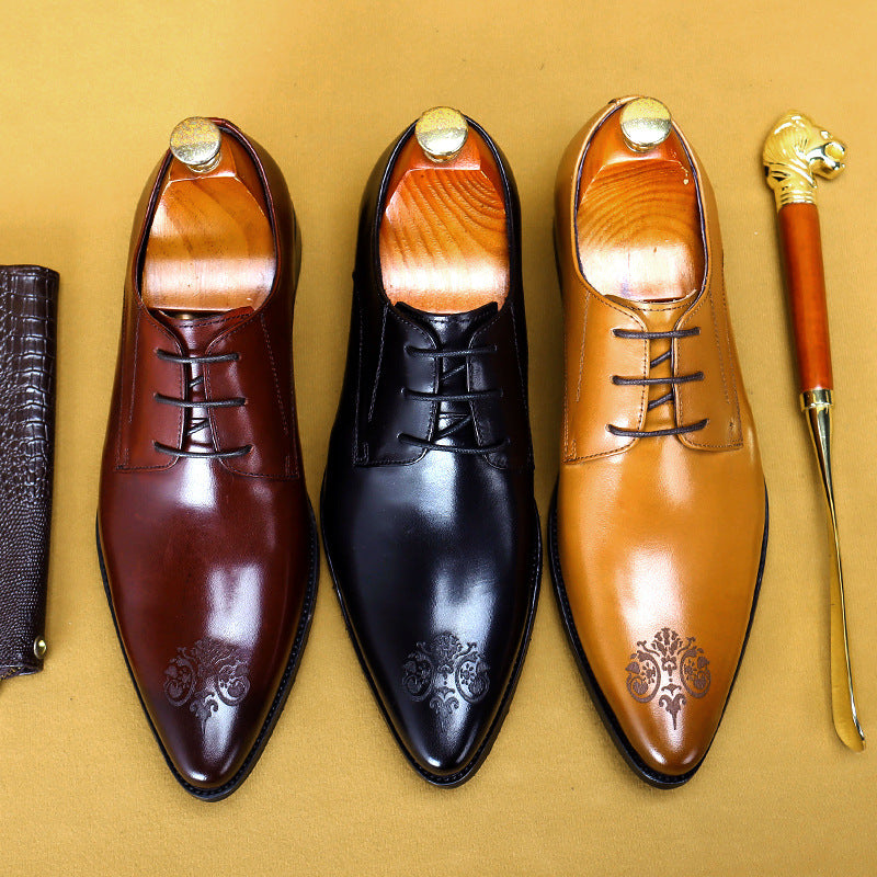 Sarah Express Men's Carved Pointed Toe Business Shoes