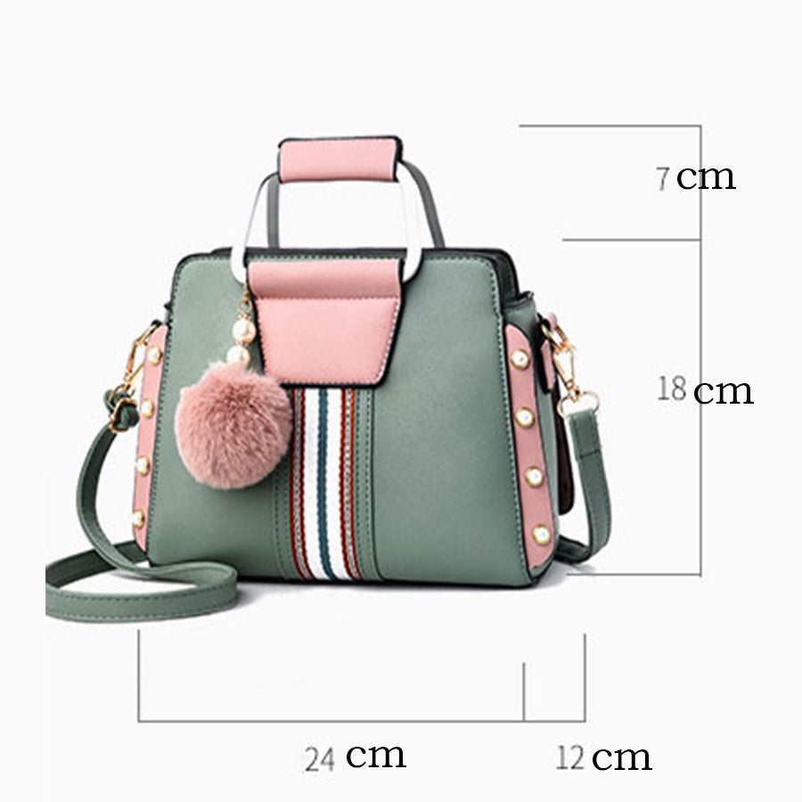 Sarah Express Structured Flap Handbag with Pom-Pom Charm