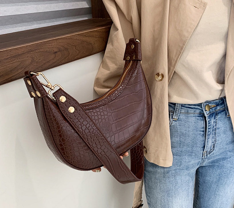 Sarah Express Crocodile Pattern Dumpling Shoulder Bag