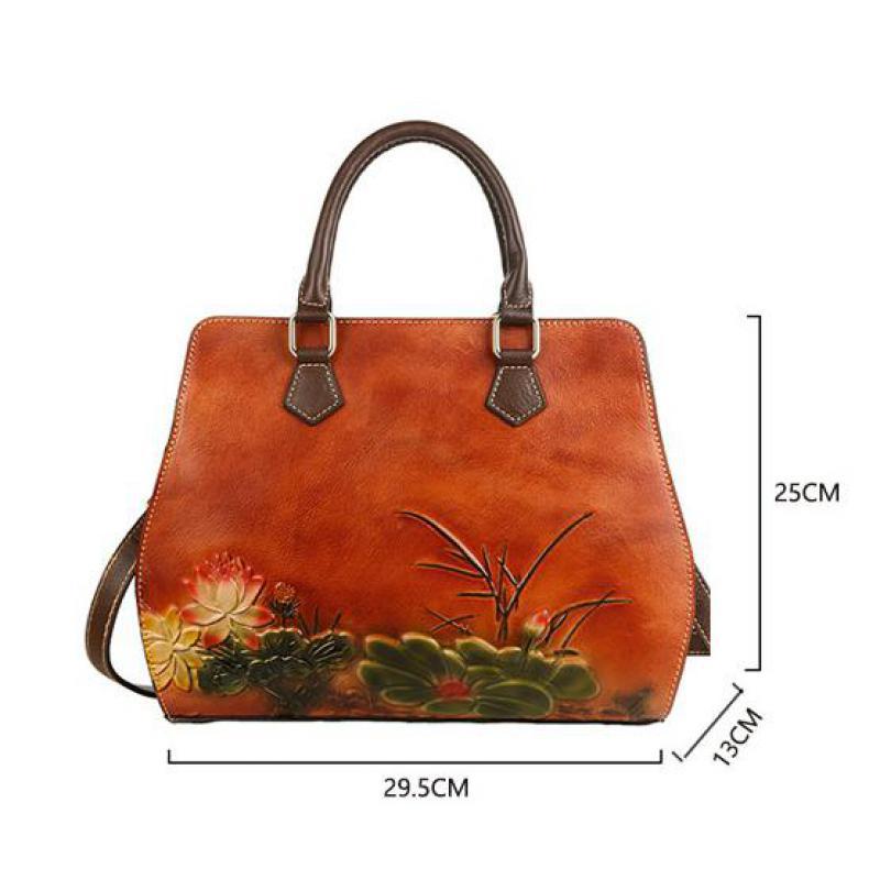 Sarah Express Floral Embossed Cowhide Structured Handbag