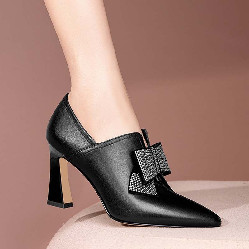Sarah Express Rhinestone Bow Pointed Toe High Heels