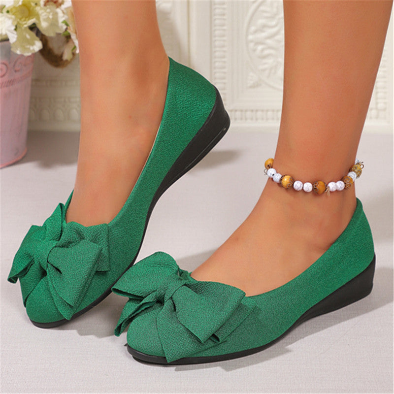Sarah Express Women's Bowknot Slip-On Round Toe Flats