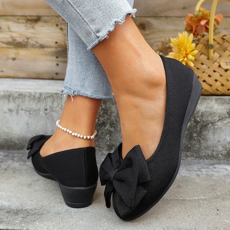 Sarah Express Women's Bowknot Slip-On Round Toe Flats