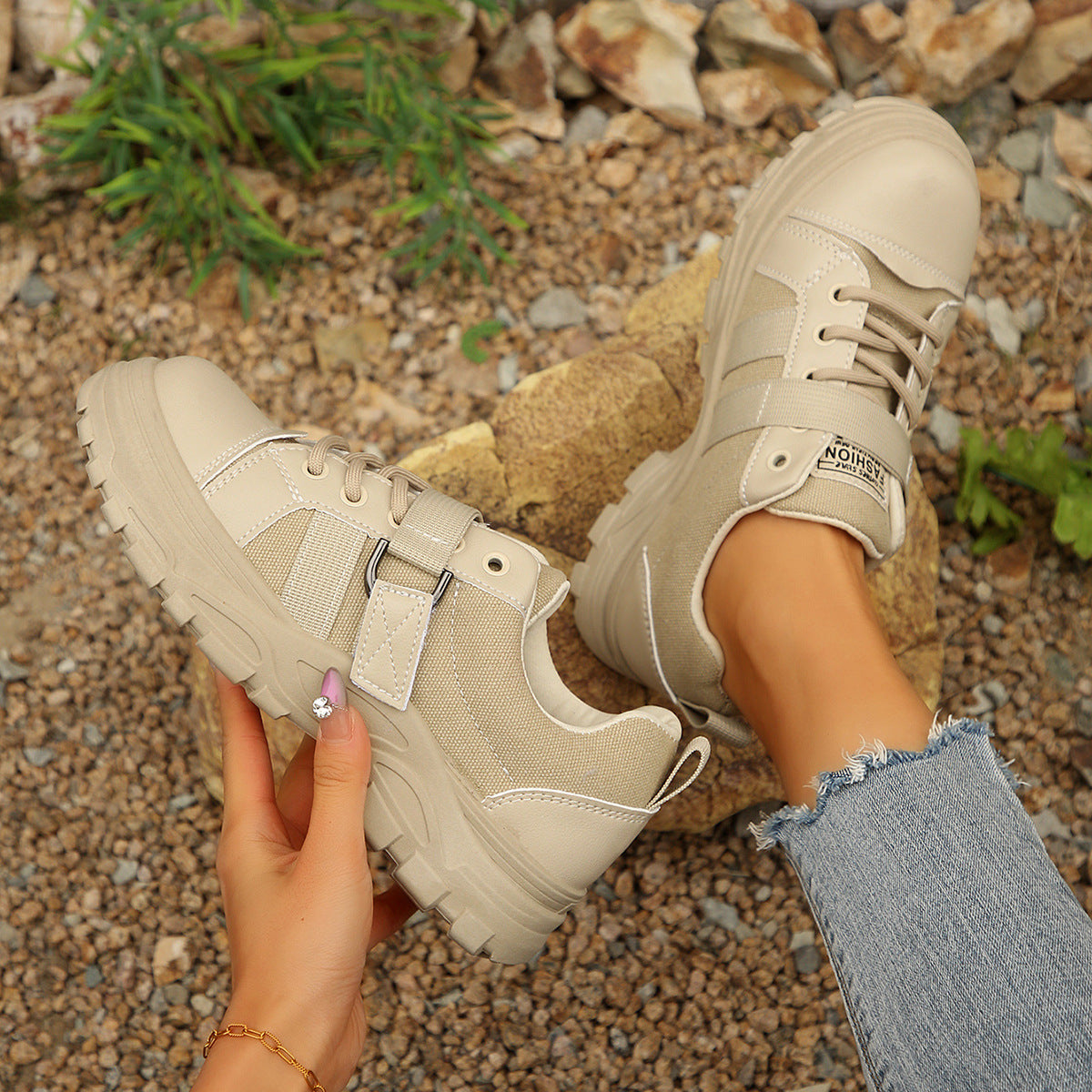 Sarah Express Women's Casual Lace-Up Canvas Sneakers