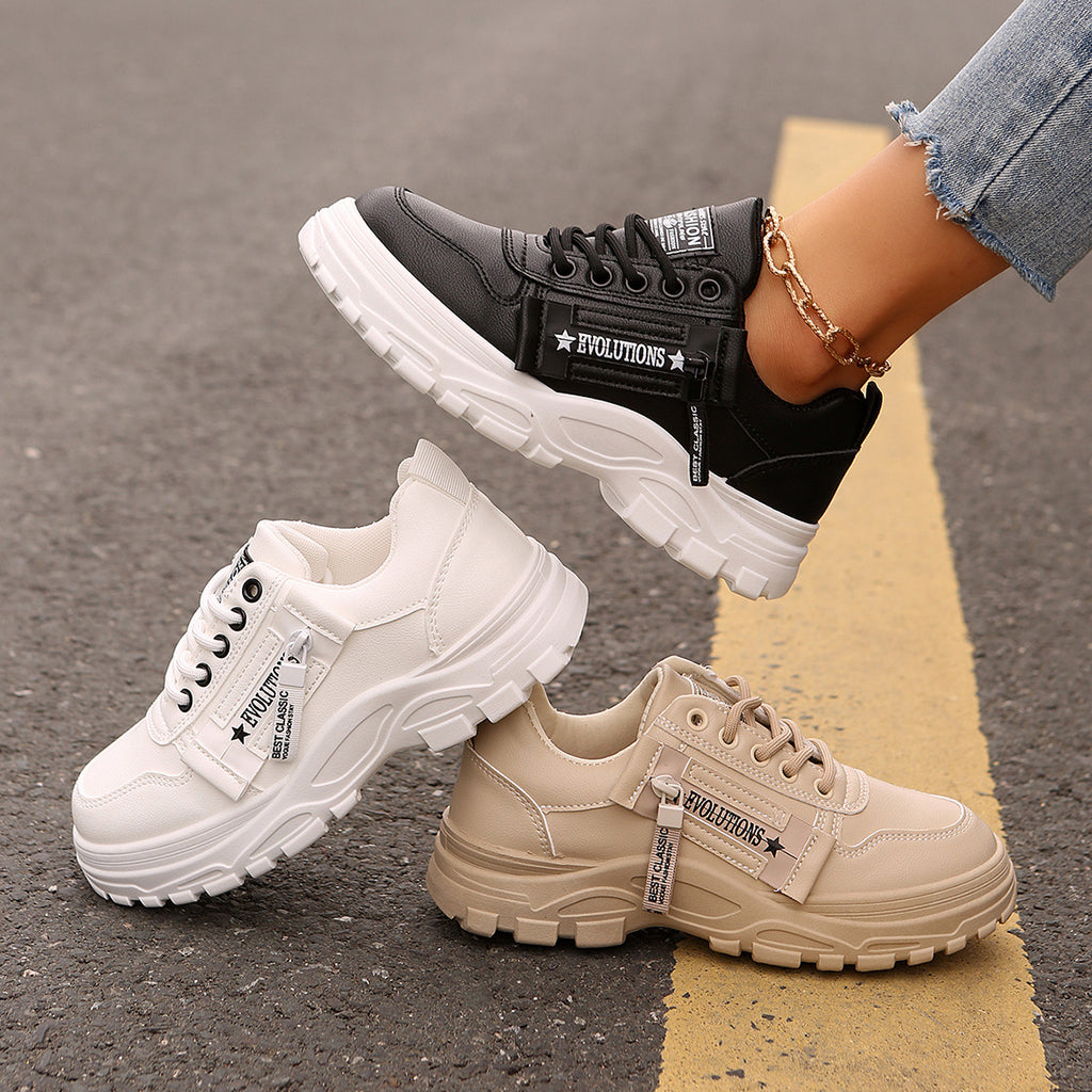 Sarah Express Women's Lace-Up Sneakers with Side Zipper