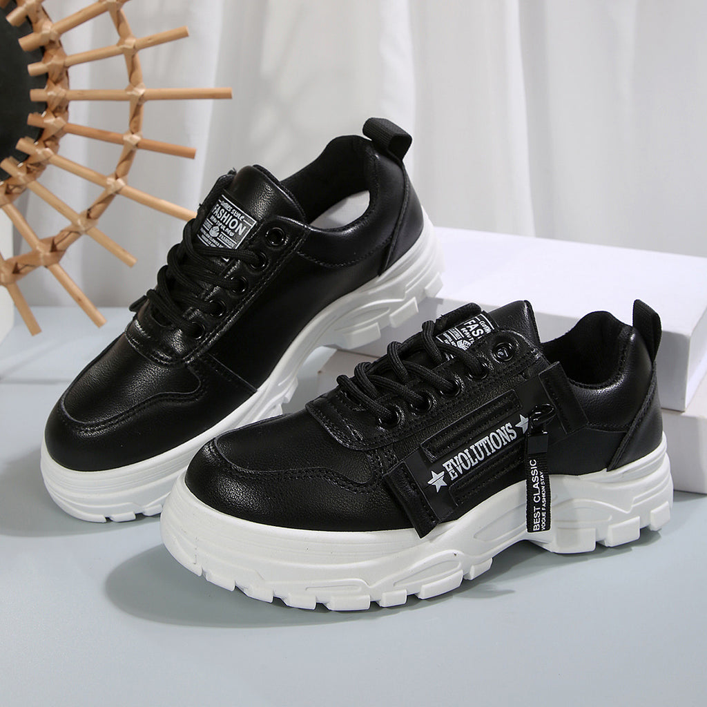 Sarah Express Women's Lace-Up Sneakers with Side Zipper