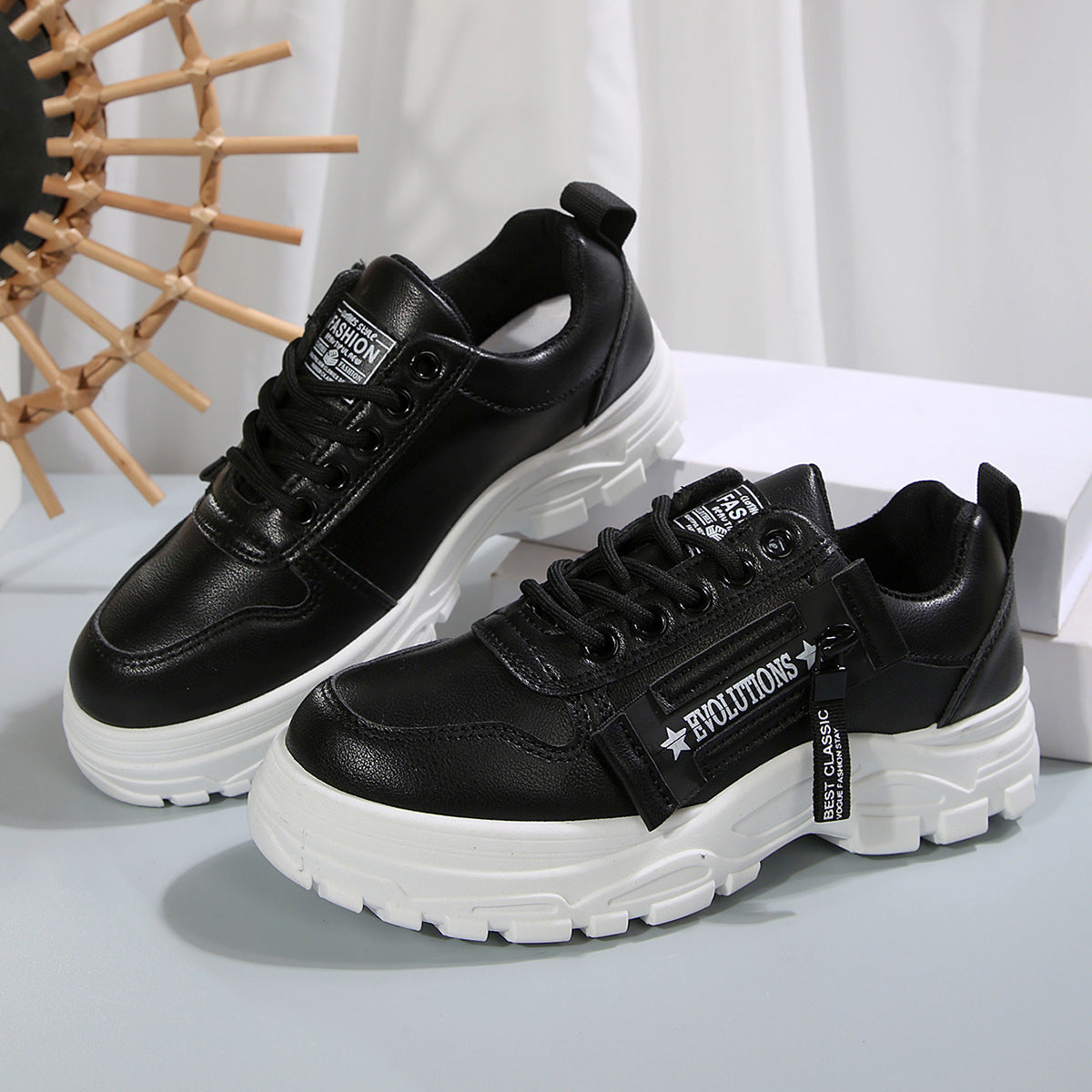 Sarah Express Women's Lace-Up Sneakers with Side Zipper