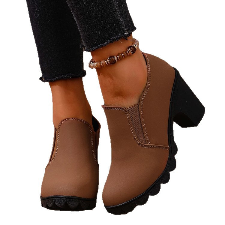Sarah Express Women's Chunky Heel Mid-Calf Boots