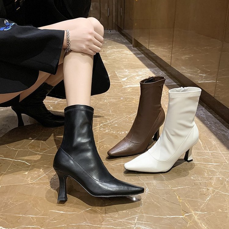Sarah Express Retro Mid-Calf Pointed Toe Stiletto Boots