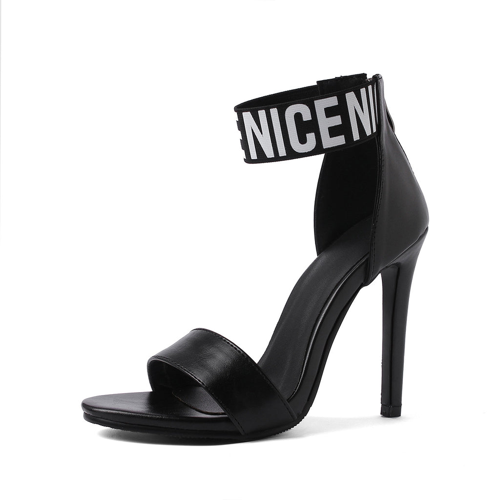 Sarah Express Stiletto High Heel Sandals with Ankle Strap