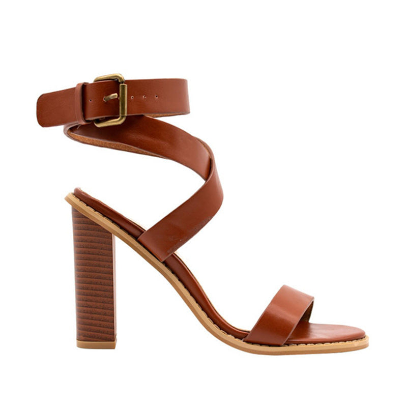 Sarah Express Plus-Size Chunky Heel Open-Toe Sandals
