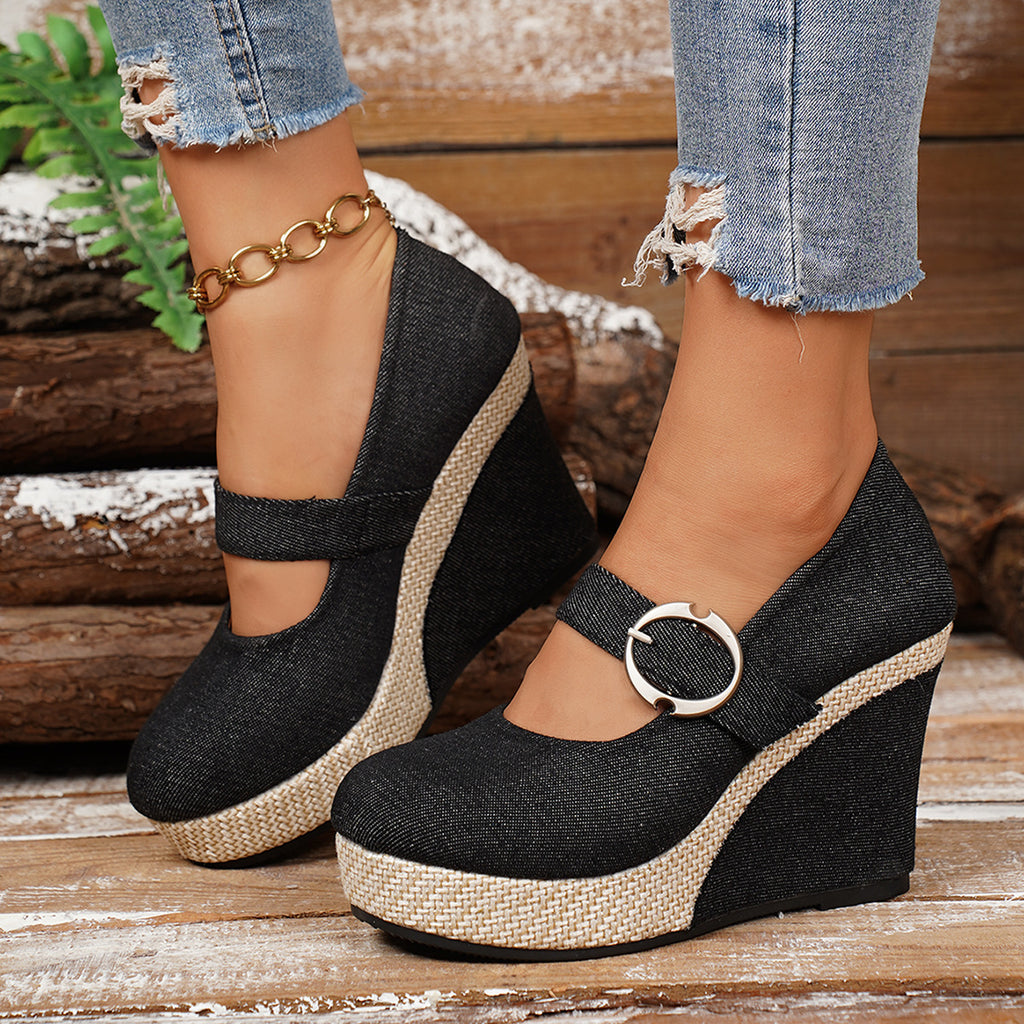 Womens Large-size Platform Wedge Thick-soled Pumps – product detail alternate view