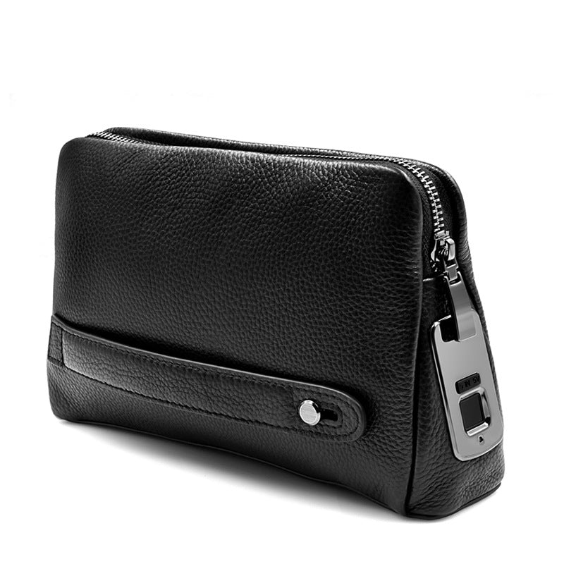 Sarah Express Fingerprint Lock Cowhide Business Clutch Bag