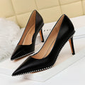 Sarah Express Studded Pointed Toe Platform High Heels 7.5cm Black