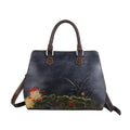 Sarah Express Floral Embossed Cowhide Structured Handbag Retro black