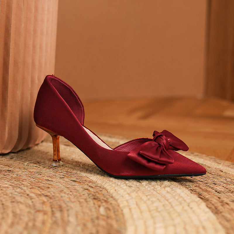 Sarah Express Bow Accent Pointed Toe Kitten Heels