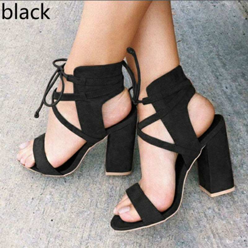Sarah Express Hollow Cutout Ankle Strap High Heels