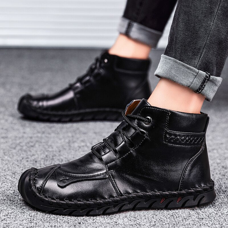 Sarah Express Men's Casual Leather Martin Boots