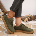 Sarah Express Women's Suede Casual Lace-Up Sneakers Green