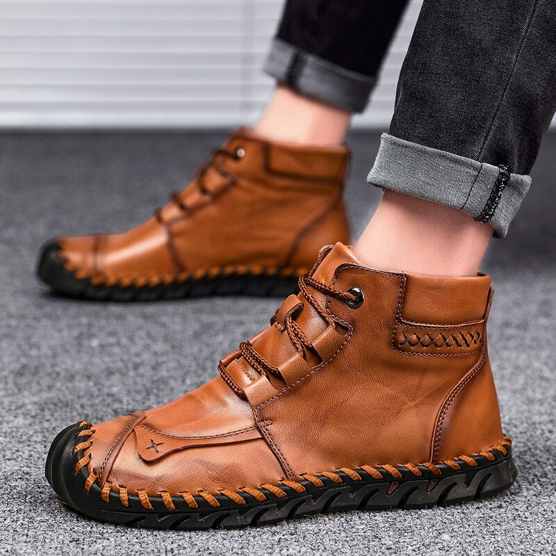 Sarah Express Men's Casual Leather Martin Boots