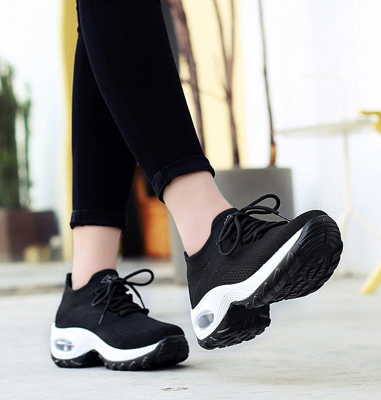 Sarah Express Lightweight Knit Lace-Up Walking Sneakers