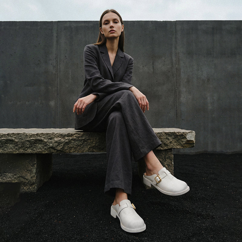 Sarah Express Full Grain Leather Buckle Mules