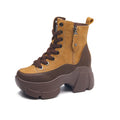 Sarah Express Retro Wedge Casual Short Boots Yellow