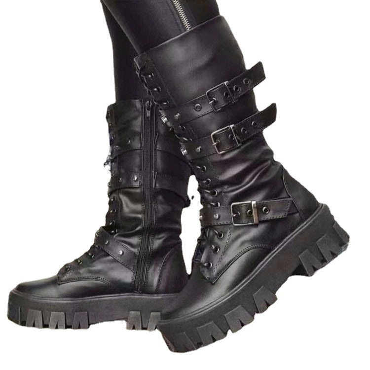 Sarah Express Platform Lace Up Knight Boots