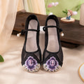 Sarah Express Embroidered Mesh Mary Jane Flats Black