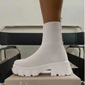 Sarah Express Women's Flyknit Platform Sock Boots White
